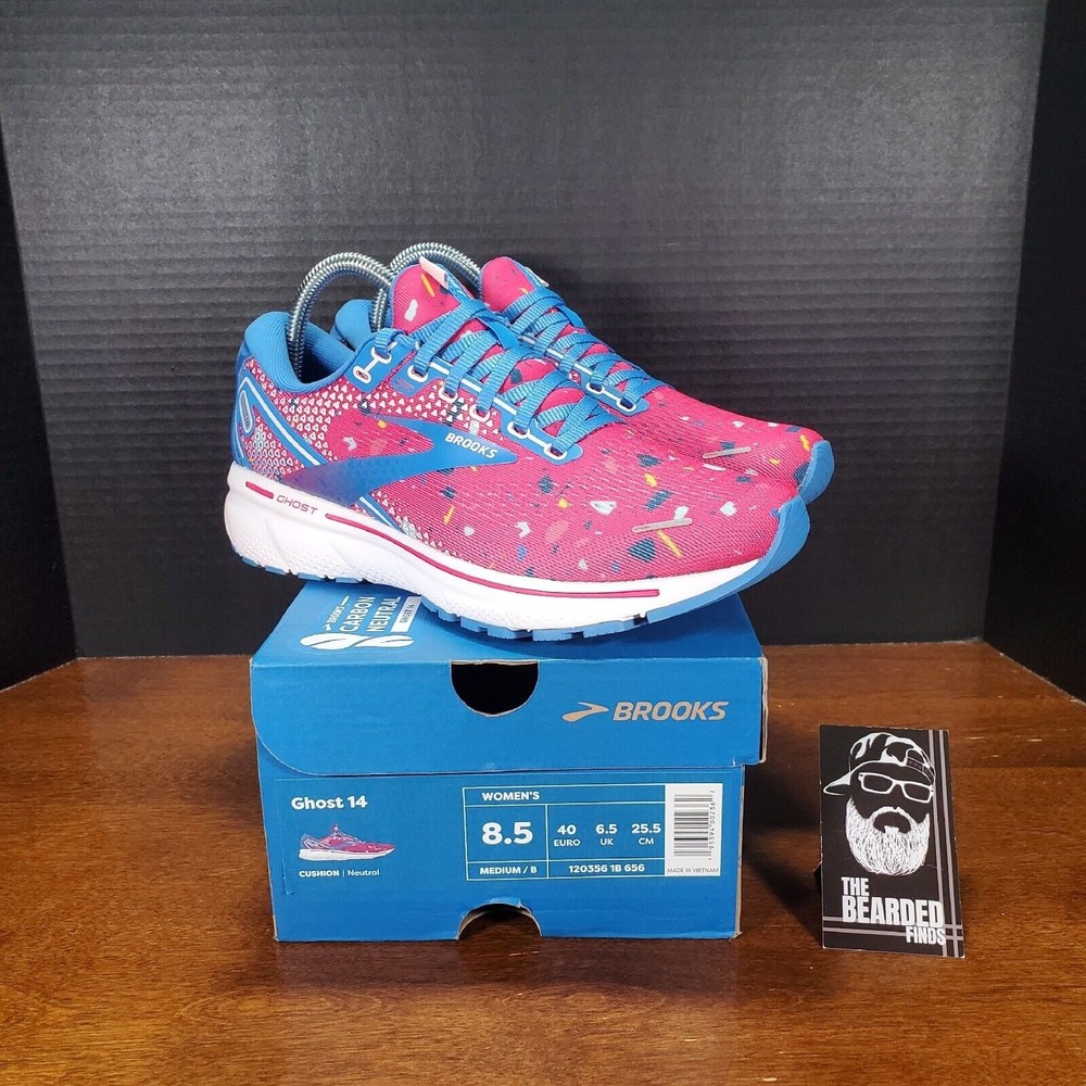 Brooks Womens Ghost 14 Neutral Running Shoes -Beetroot/Pink/Blue - Size 8.5